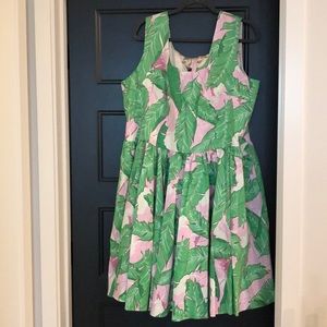 Pinupgirl Clothing Laura Byrnes Lana Dress palm print - 3X